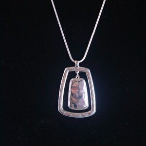 Nine West Silver-Tone Adjustable Bolo Necklace With Dual Rectangle Pendant 22" L